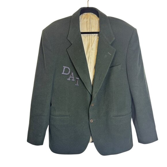 Vintage Wool Cashmere Blazer 40R Dark Green Made in Canada Quiet Luxury Academia - Picture 1 of 6